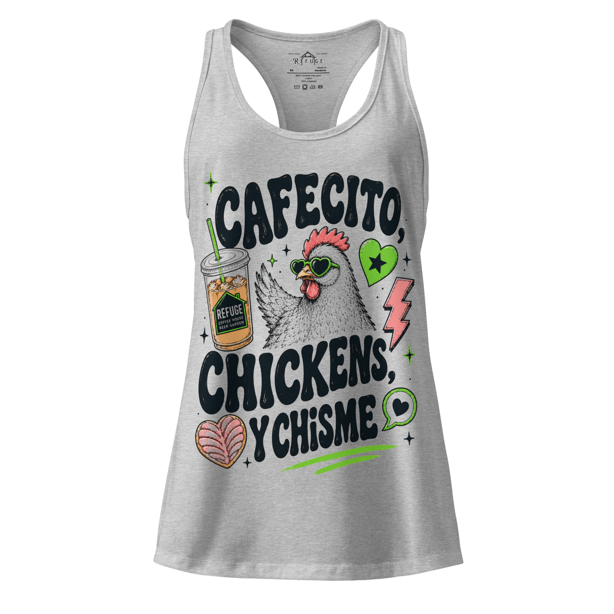 Cafecito, Chickens, y Chisme | Women’s racerback tank top - Image 3