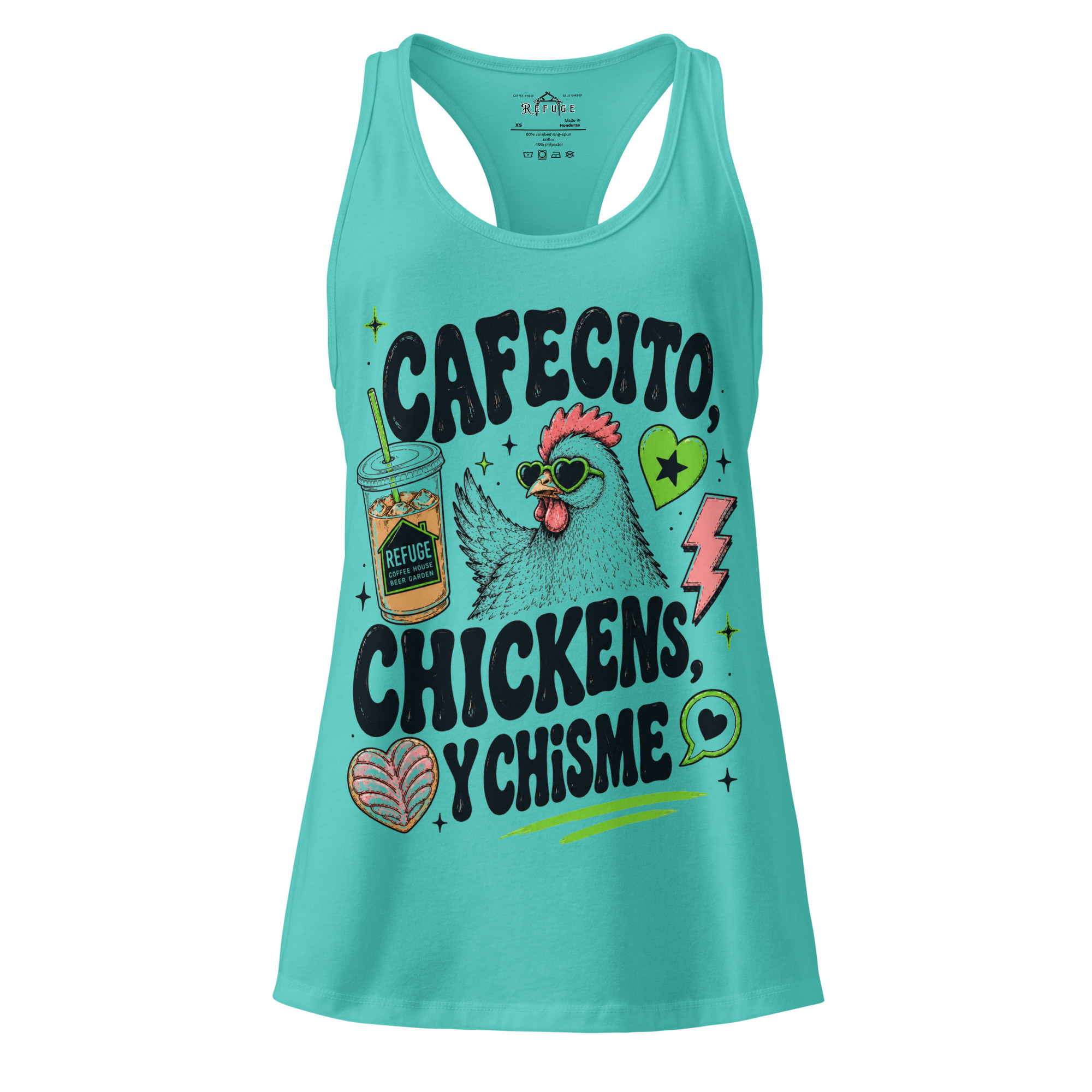 Cafecito, Chickens, y Chisme | Women’s racerback tank top - Image 2