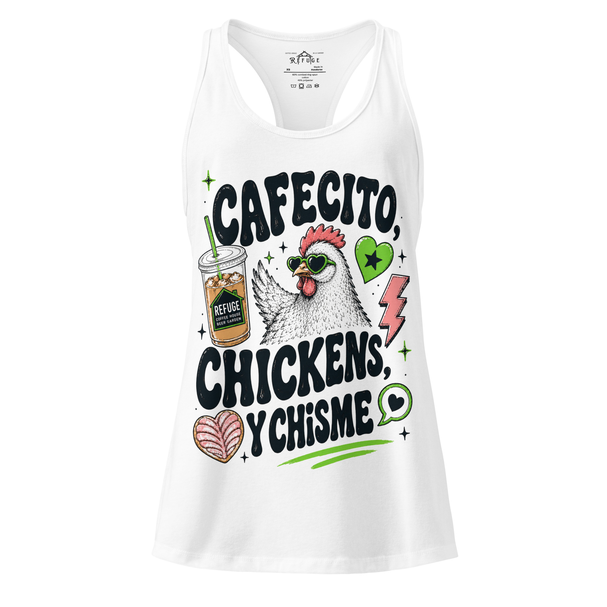 Cafecito, Chickens, y Chisme | Women’s racerback tank top - Image 4
